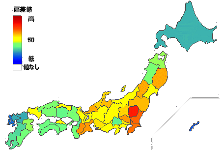 都道府県別煎餅消費量マップ